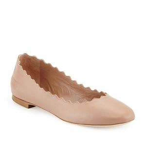 Chloe Lauren Nude Scalloped Flat